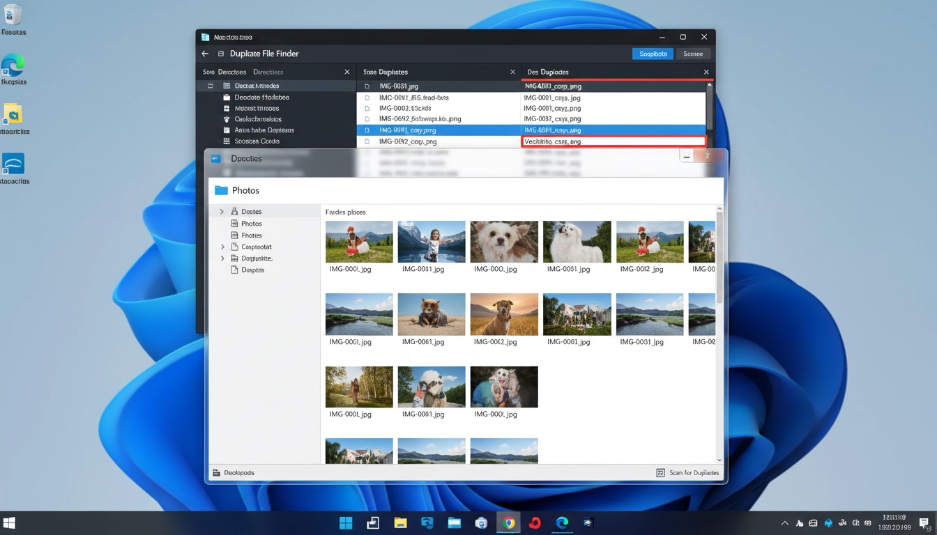 Logiciel de détection pour supprimer les doublons de photos sur un PC Windows 11
