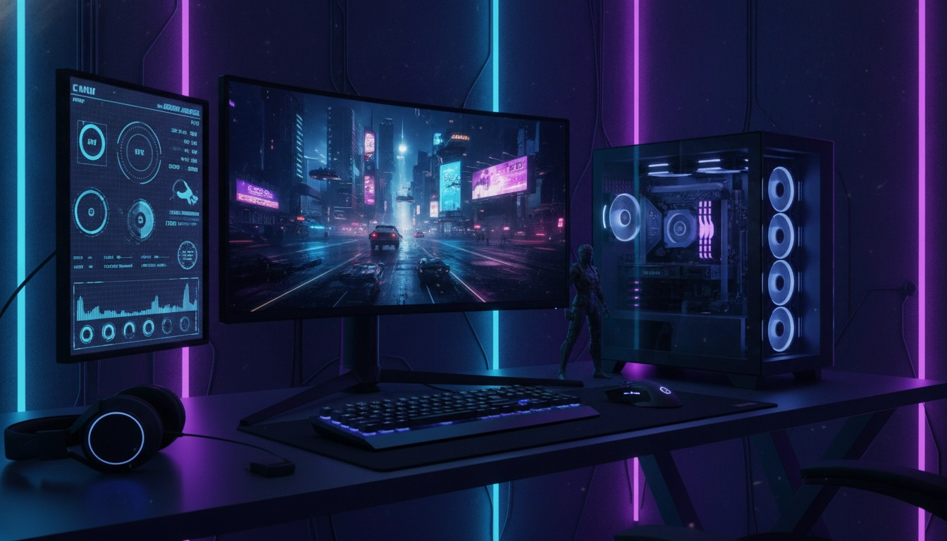Tableau de bord de surveillance santé composants sur un écran secondaire de PC gaming