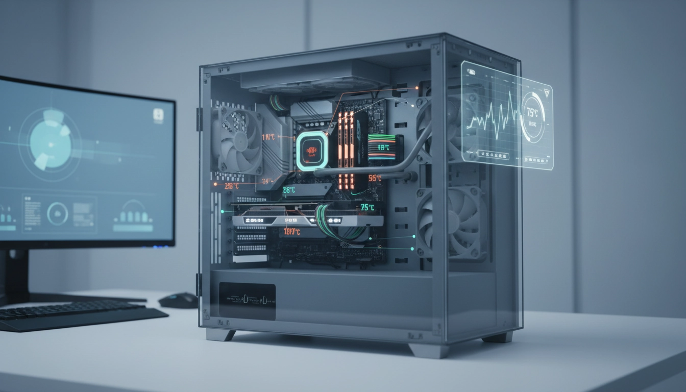 Dashboard de surveillance température PC gaming avec HWiNFO64 affichant les températures CPU et GPU en temps réel
