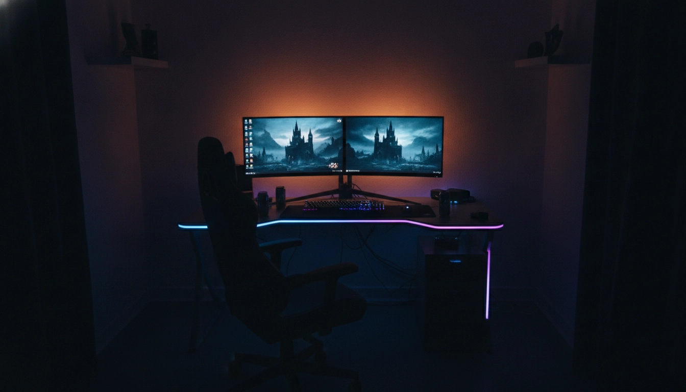 Équipement complet pour synchroniser éclairage setup gaming jeux avec des barres LED et rubans adressables.