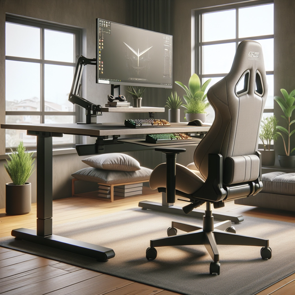 Poste de jeu ergonomique avec bureau assis-debout et chaise réglable