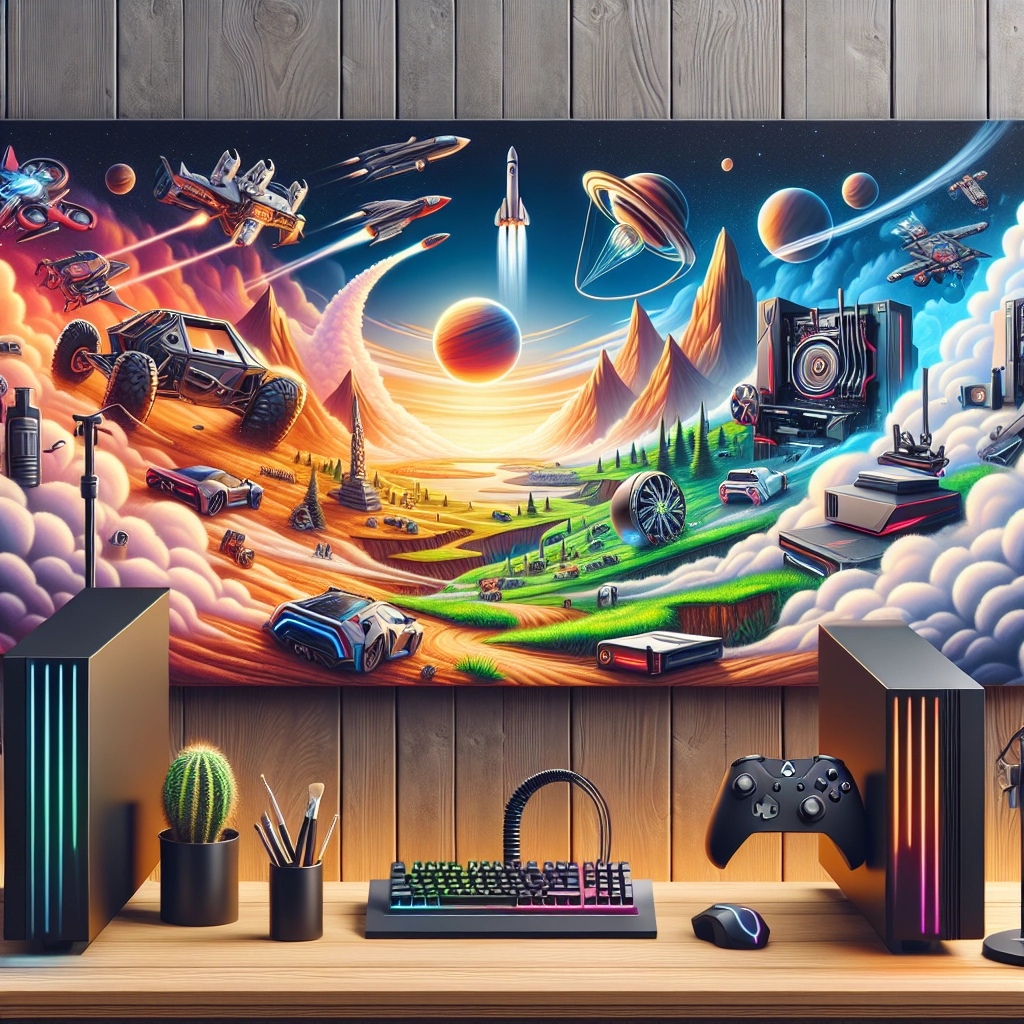 Setup gaming moderne avec éclairage indirect, écran ultrawide et gestion des câbles soignée