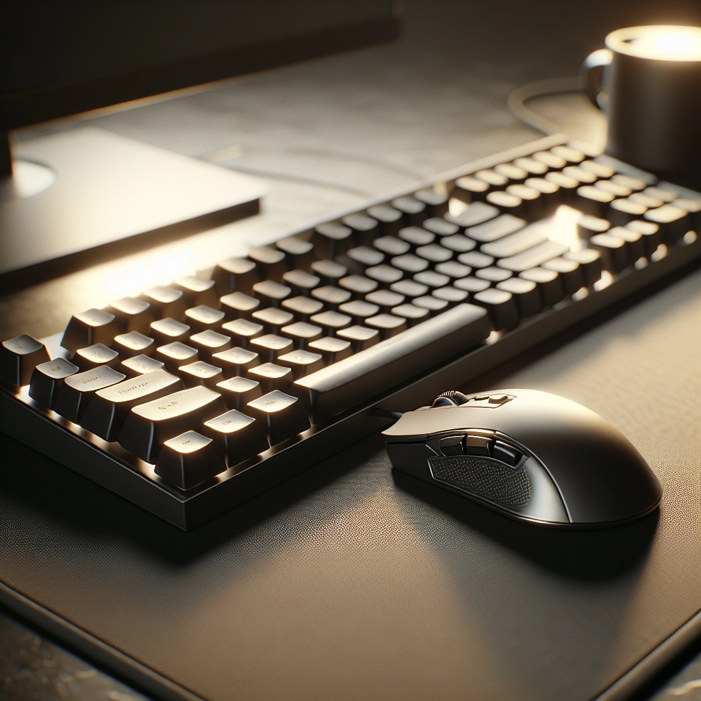 Clavier mécanique et souris sans-fil sur deskmat pour un setup gamer cohérent
