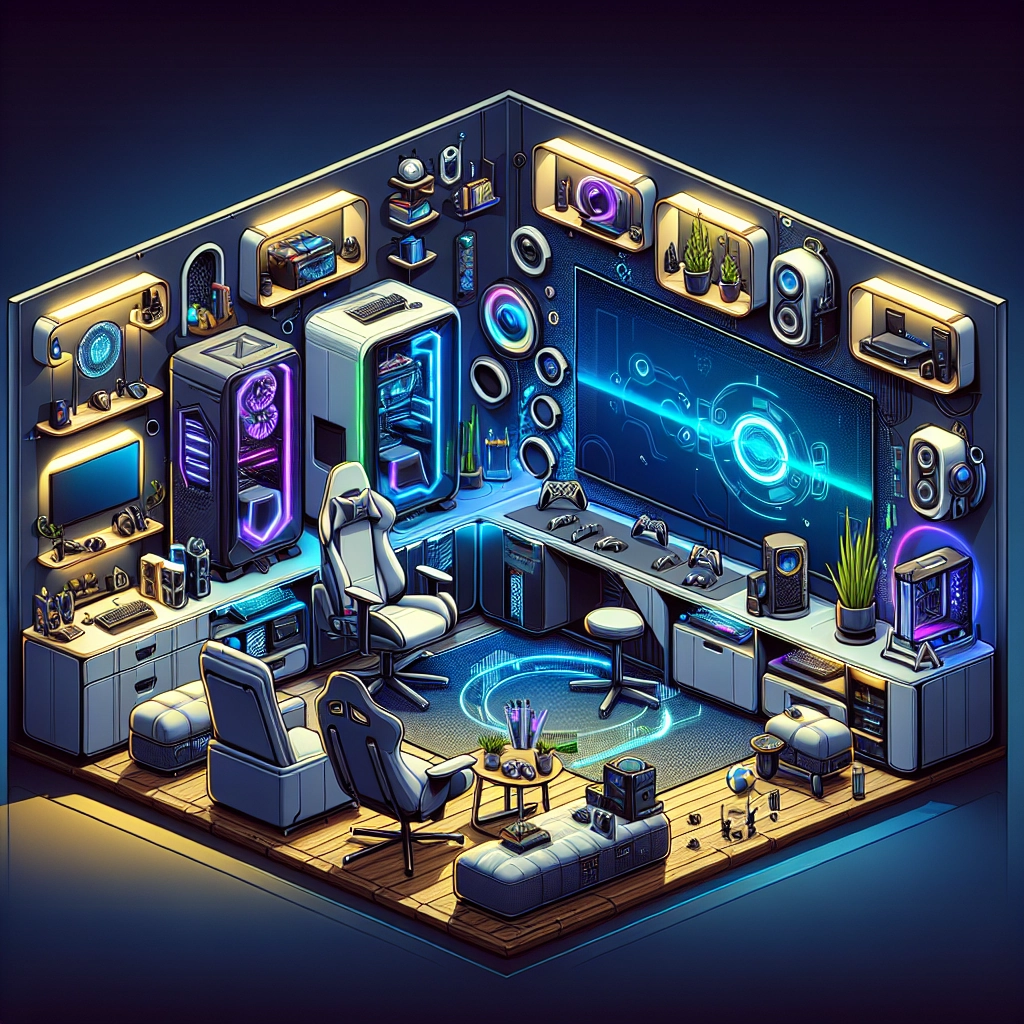 Setup gaming moderne et ergonomique avec éclairage indirect et bureau clean