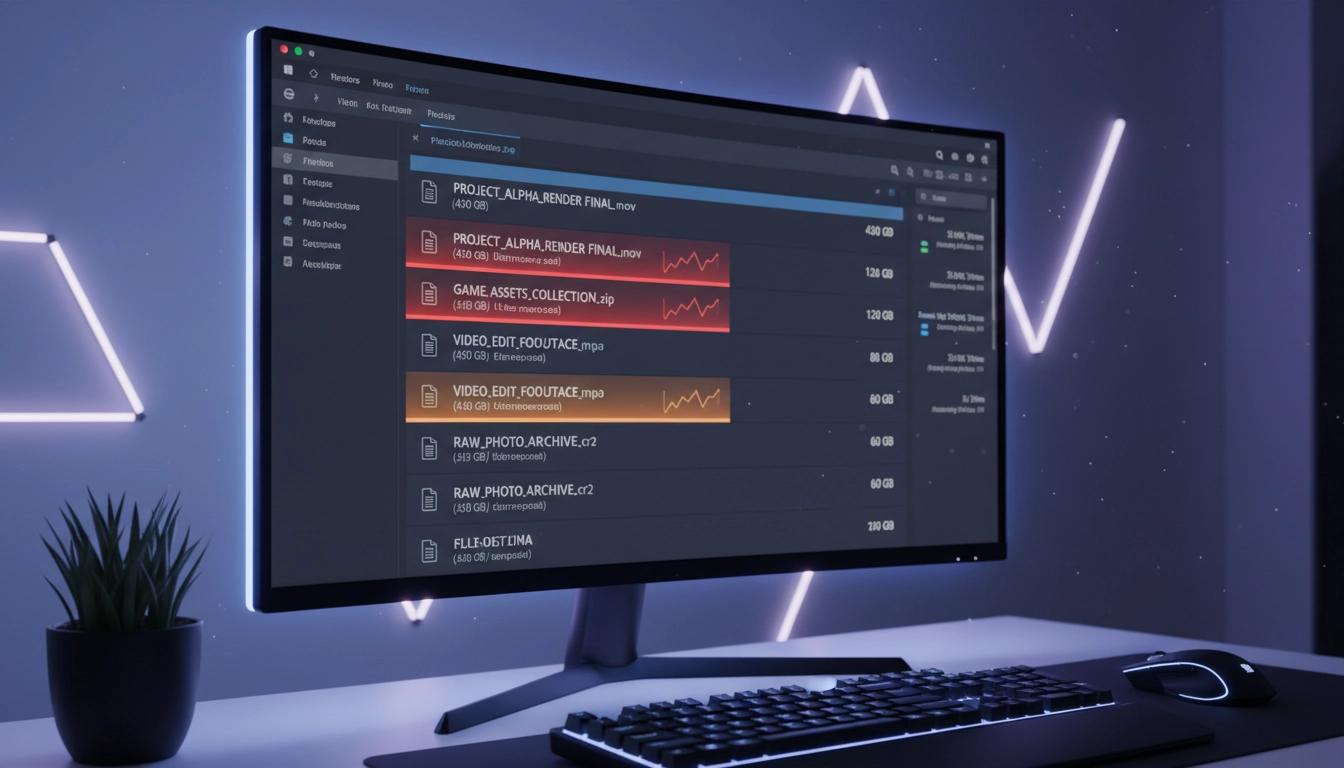 Illustration d'un écran d'ordinateur montrant comment trouver fichiers volumineux windows 10 pour libérer de l'espace.