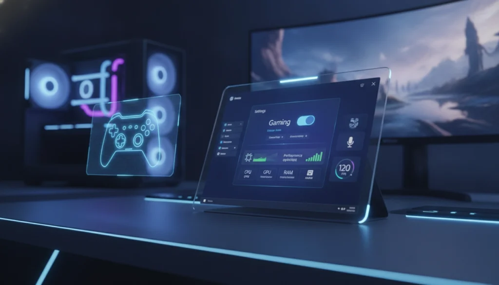 Interface des paramètres pour windows 11 gaming mode activer facilement.